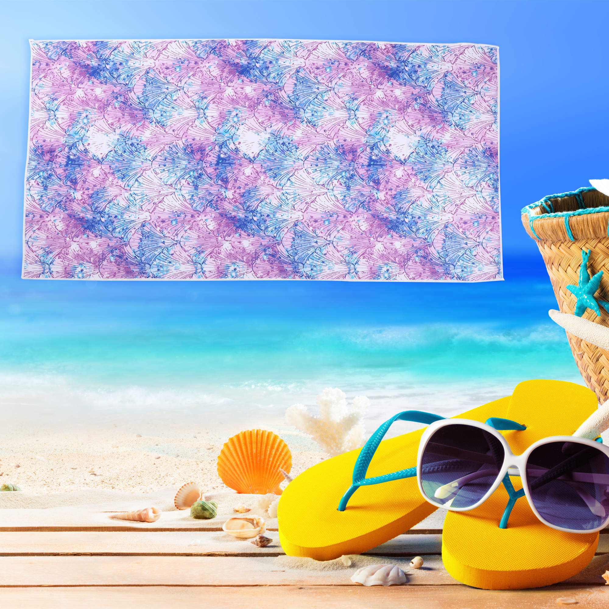 Unique Bargains Soft Absorbent Beach Towel Purple 59"x30" for Beach 1 Pc