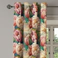 thumbnail image 3 of Ambesonne Pink Flowers Grommet Curtain, Expressionist Blooming, 50"x108", Pale Peach Green Teal, 3 of 5