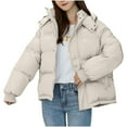 thumbnail image 3 of Juebong Women's Puffer Jacket Warm Winter Packable Down Jackets Trendy Bubble Quilted Parka Coats Thicken Insulated Outerwear White,L, 3 of 5