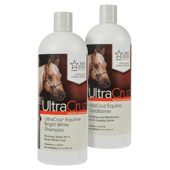 UltraCruz Equine Bright White Horse Shampoo and Conditioner Bundle, 32 oz each