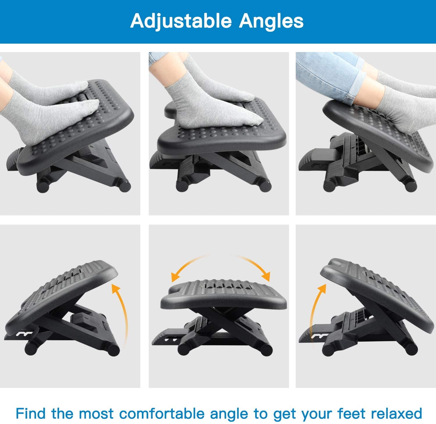 kalnweis Adjustable Foot Rest,Under Desk Footrest,Foot Rest for Under Desk  at Work,Under Desk Foot Rest with Large Roller Massage for