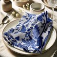 thumbnail image 3 of Vargottam LeavesDesign Cotton Muslin Napkins - Set of 12, 20-Inch, Blue Luxurious Soft Cloth Napkins for Dining & Events, Absorbent, Washable & Tableware, 3 of 7