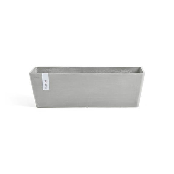 Ecopots Bruges 17.75" x 7.5" x 6.5" Rectangular White Gray Plastic Modern Planter