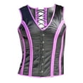 thumbnail image 2 of Mens Vintage Shapewear Vest Sleeveless V Neck Lace-Up Color-Block Waist Support Body Shaper Corsets Tops, 2 of 8