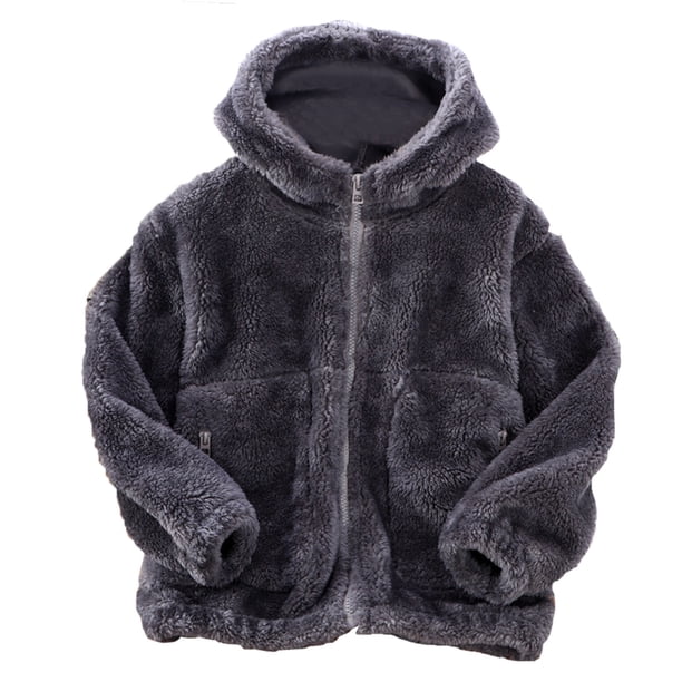 Gibobby Chamarra acolchada para niñasNiños pequeños niños niñas manga larga invierno Color sólido polar con cremallera Sudadera con capucha chaqueta espe(Gris oscuro, 11-12 Años)
