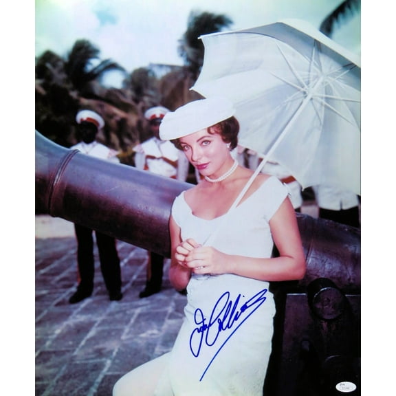 Joan Collins Signed Autographed 16X20 Photo Sexy Gorgeous Umbrella JSA S71488