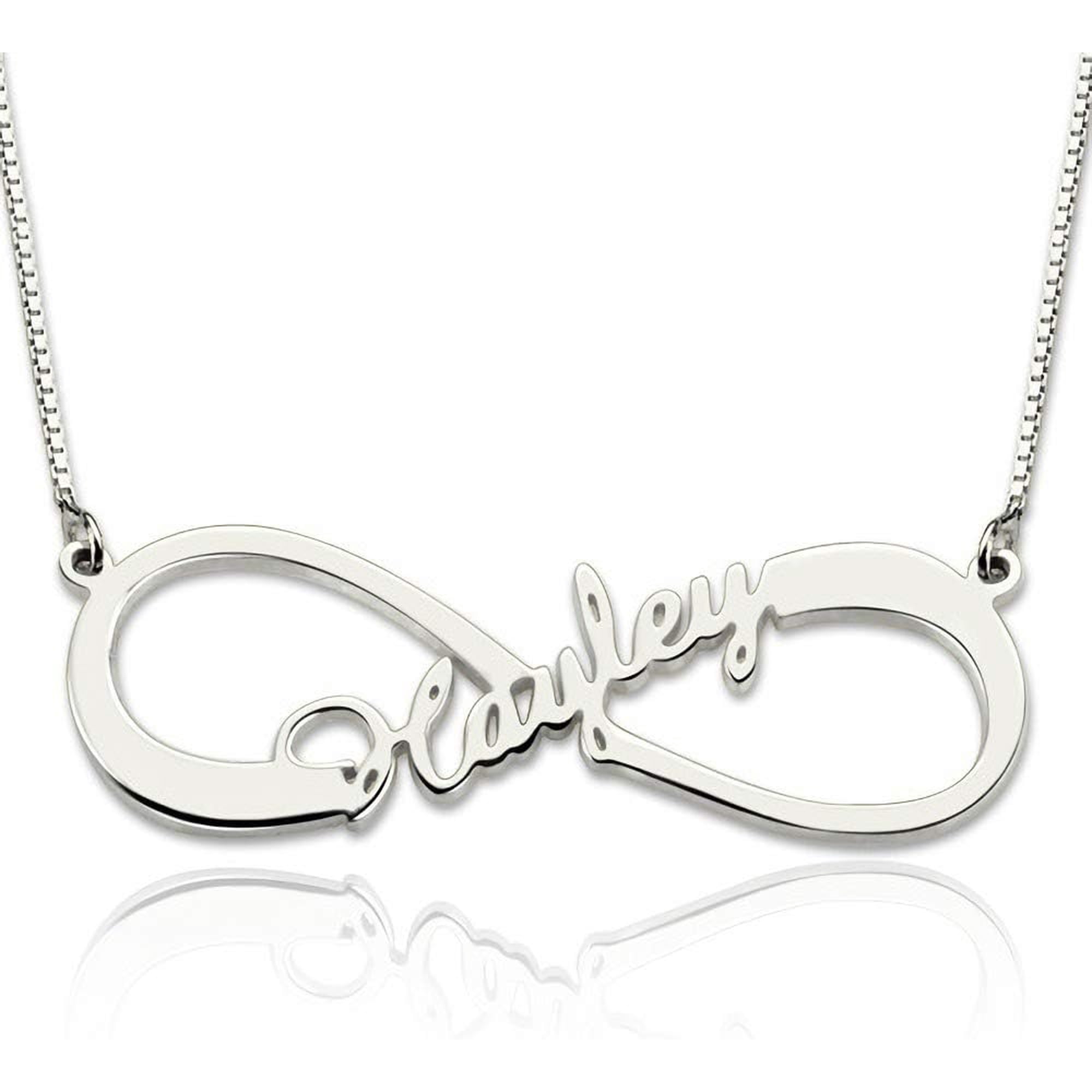 Customized Infinity 1-6 Name Necklace Custom Nameplate Pendant Necklace Personalized Name Birthday Christmas Jewelry Gift for Women Mother Mom