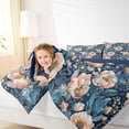 thumbnail image 3 of Erosebridal Pink Blossoms Twin Bedding Sets for Girls, Tropical Flower Floral Bedding Comforter Set, Navy Reversible, 7pcs, 3 of 5