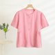 thumbnail image 4 of Mujeres de Verano Tops Suelto Ajuste Color Sólido 1/2 Manga Cuello Redondo Top Casual, Blusa de Poliéster de Moda para las Mujeres, Lavado de Manos Primavera Y Verano, 4 of 5