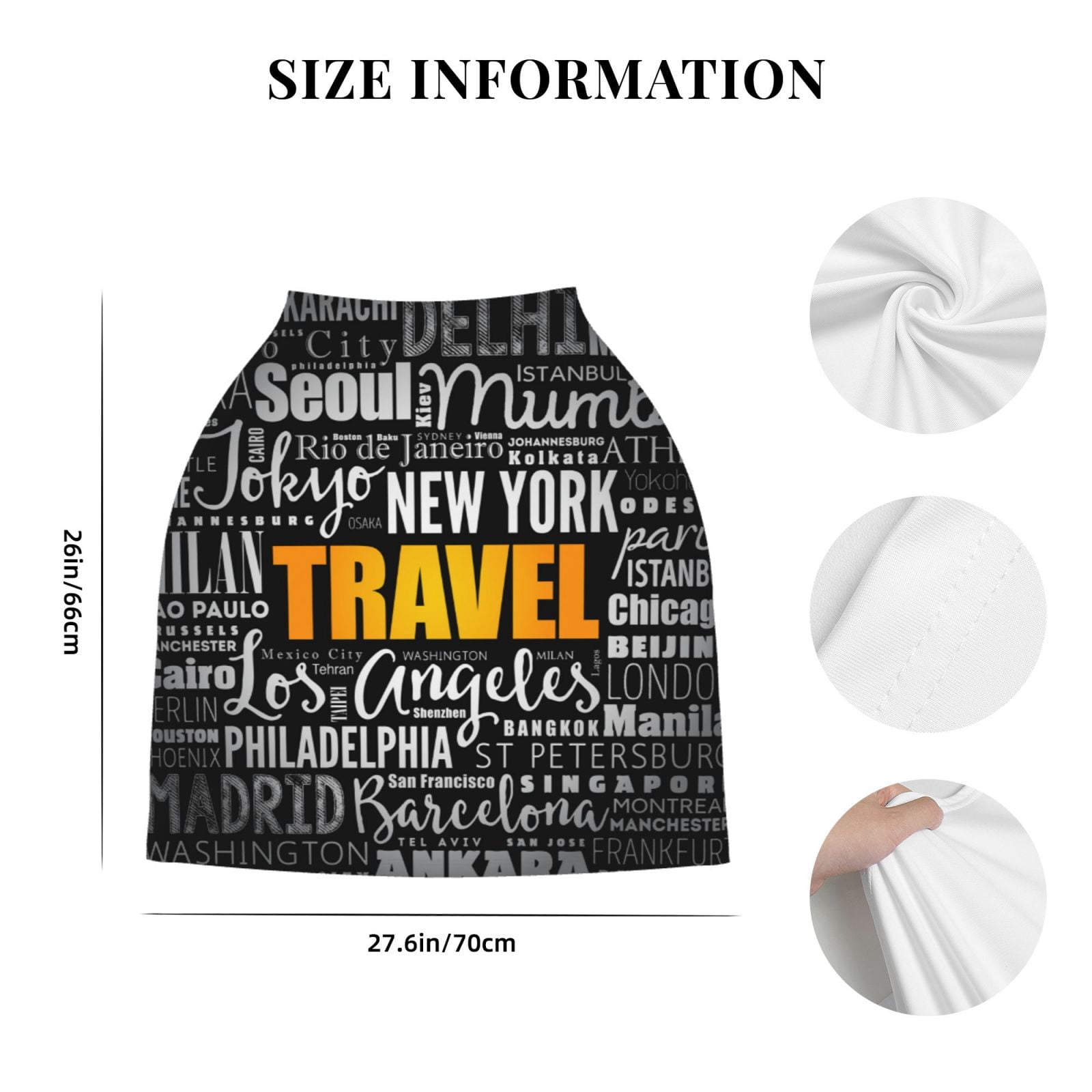 Fotbe Travel Pattern Car Seat Covers for Babies, Nursing Breastfeeding Cover Infant Carseat Canopy, Soft Stretchy Carrier Cover