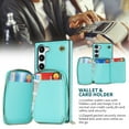 thumbnail image 5 of Crossbody Wallet Case for Samsung S22, RFID Blocking PU Leather Zipper Handbag Purse Flip Cover, Kickstand Case with Card Slots Holder Wrist Strap Lanyard for Samsung Galaxy S22, Mint, 5 of 12