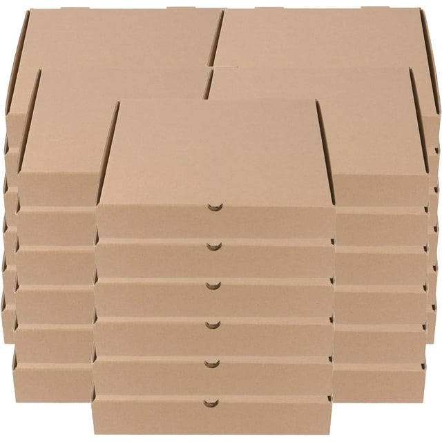 30 cajas de pizza cuadradas de cartón, cajas de pizza corrugadas, cajas de embalaje desechables para llevar, mantiene la pizza fresca, color marrón Kraft
