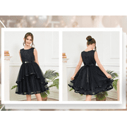 Sunny Fashion Flower Girl Dress Black Wedding Party Bridesmaid Dress 10 Years