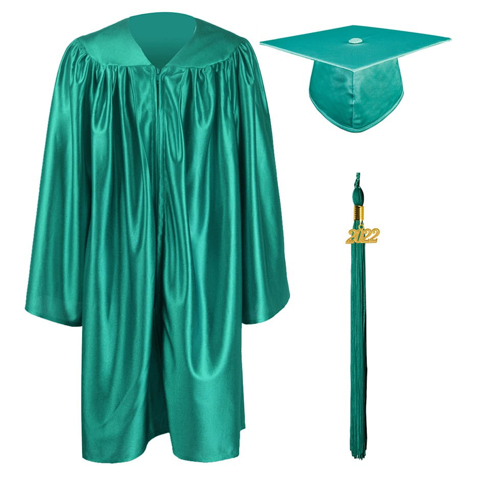 Annhiengrad Unisex Shiny Kindergarten Graduation Gown Cap Tassel 2018&2019 Package White,L