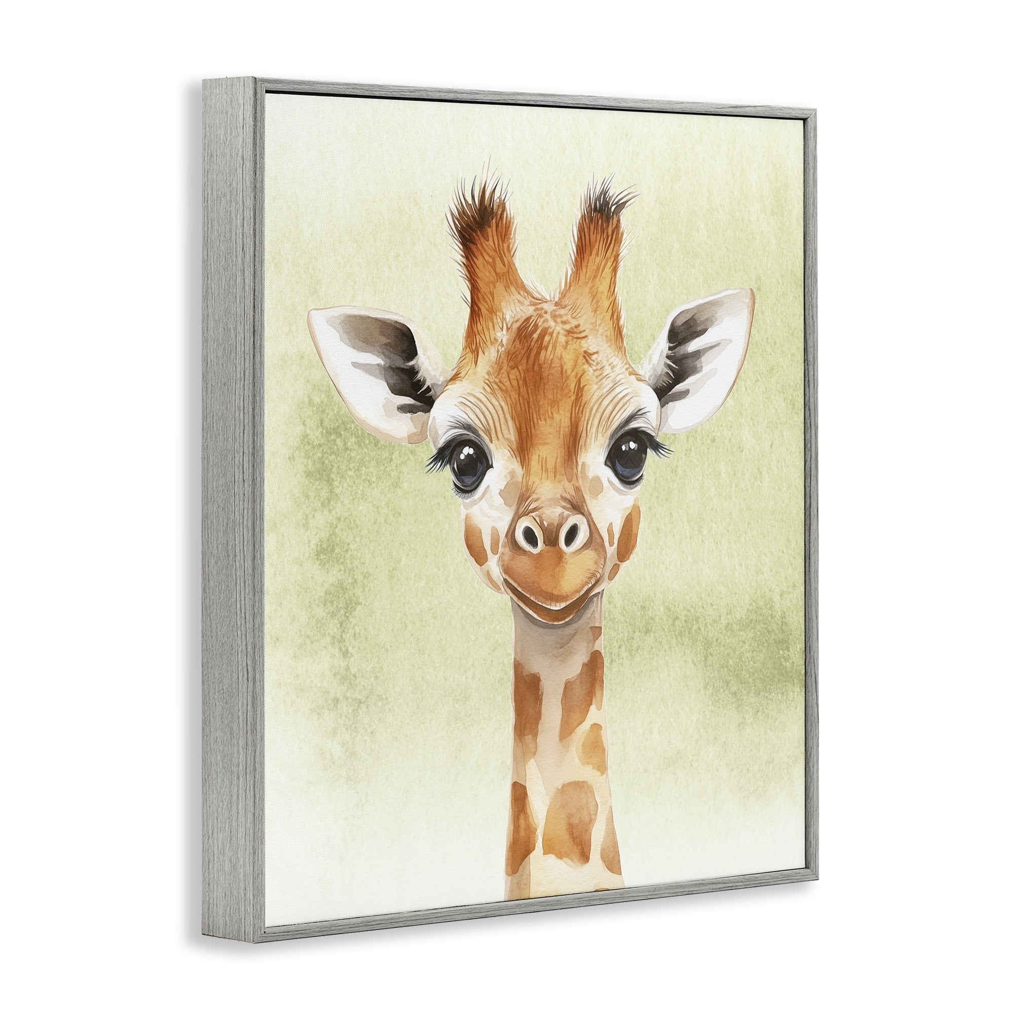 Stupell Industries Jungle Friends Baby Giraffe Gray Framed Giclee Art, design by Christine Simpson Art