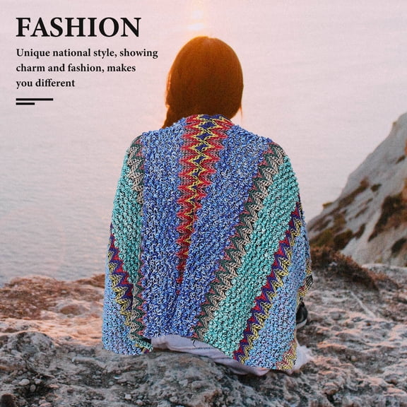 LOLIPPYY Knitted Poncho Sweater with Tassels Boho Style Shawl Wrap Cape Coat
