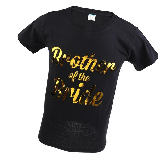 Camiseta de Impreso con Letras de Oro en Frente de Ropa Camiseta Gráfica de de Hombres negro