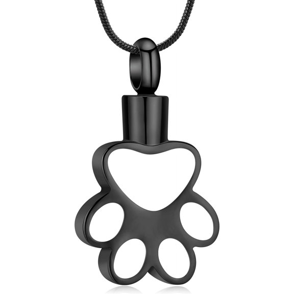 Pet Paw Urn Cremation Necklace Dog Cat Paw Print Cremation Jewelry for Pet Ashes Animal Keepsake Memorial Charm Pendant Urn Necklace