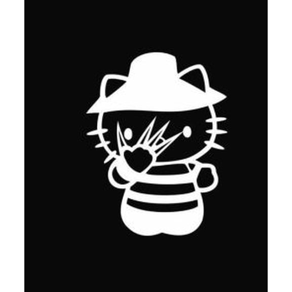 Hello Kitty Freddy Kruger Wht 6 Inch Professional Sticker for Truck, Car, Tumbler, Cup, Laptop, Decor, Locker, Table, Window
