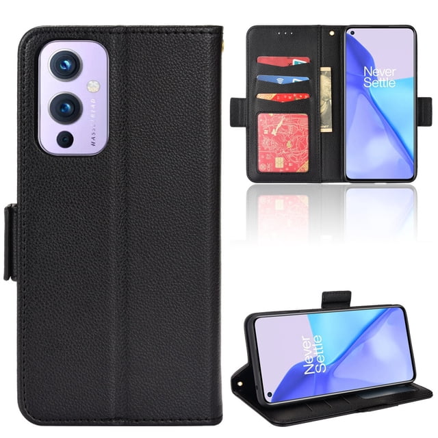 OnePlus 9 Étui, Étui Portefeuille à Rabat en Cuir PU avec Fentes pour Cartes et Fermeture Magnétique pour OnePlus 9