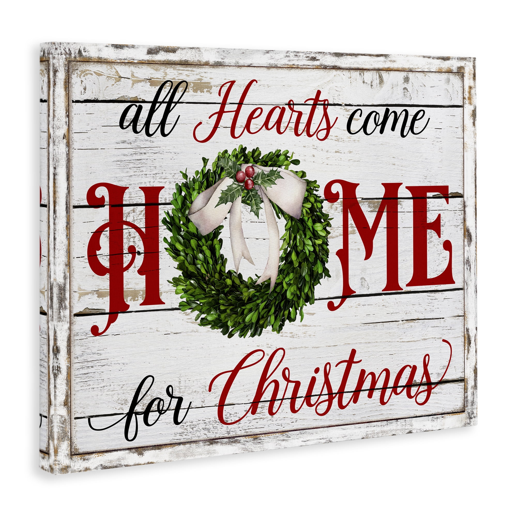 Stupell Industries Hearts Home For Christmas Holiday Painting Gallery Wrapped Canvas Art Prints Wall Art, 30 x 24