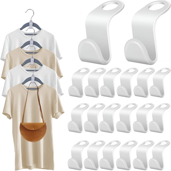 LAMIRO 50Pcs Clothes Hanger Connector Hooks Hanger Space Saving Closet Organizer Space Triangles for Closet Hanger (White)