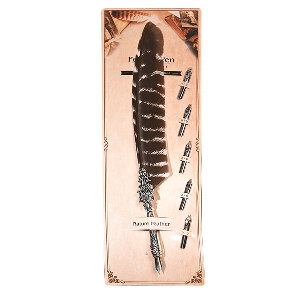 Penna A Piuma Vintage Per Calligrafia – Set Con Portapenna E Punte Di Ricambio, In Scatola Regalo (verde)