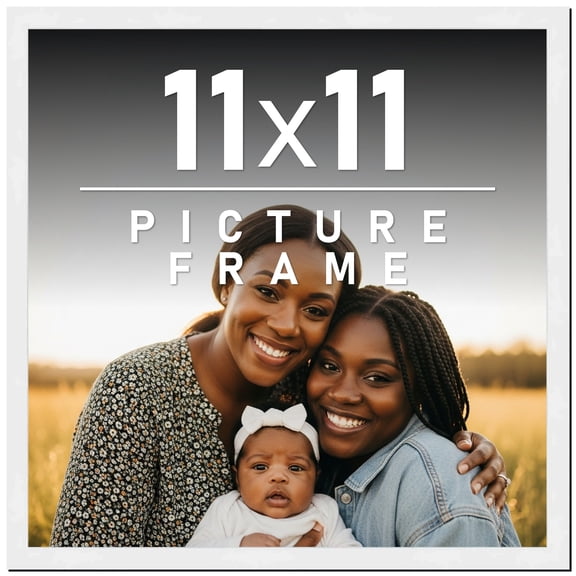 11x11 Frame White Solid Wood Picture Frame Includes UV Acrylic Shatter Guard Front, Acid Free Foam