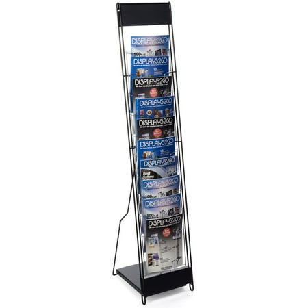 Nine Pocket Magazine Rack - Displays2go Portable Magazine Rack with 10 Pockets for 8.5x11 Catalogs, Carry Bag Included, 54