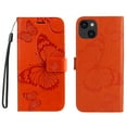 thumbnail image 2 of Feishell Compatible with iPhone 15 Plus Wallet Case with Wrist Strap,for Men Women,Butterfly Embossed PU Leather Flip Stand Card Slots Protective Magnetic Flip Kickstand Phone Cover,Orange, 2 of 11