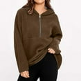 thumbnail image 4 of Ediodpoh Women's Hoodies Quarter Zip Lamb Wool Hoodie Pullover Sweatshirt with Hood for Winter Warmth Coffee XXL, 4 of 9