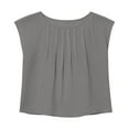 thumbnail image 3 of cocolona Linen Tops for Women Summer Crew Neck Pleated Cap Sleeve T-shirts Fashion Casual Loose Lightweight Blouses, 3 of 8