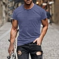 thumbnail image 2 of Rloper-Lop Mens Crewneck T Shirts Casual Stylish Striped Printing Tees Lightweight Short Sleeve Striped Printign Shirts Summer Outdoor Tops Dark Blue 4XL, 2 of 5