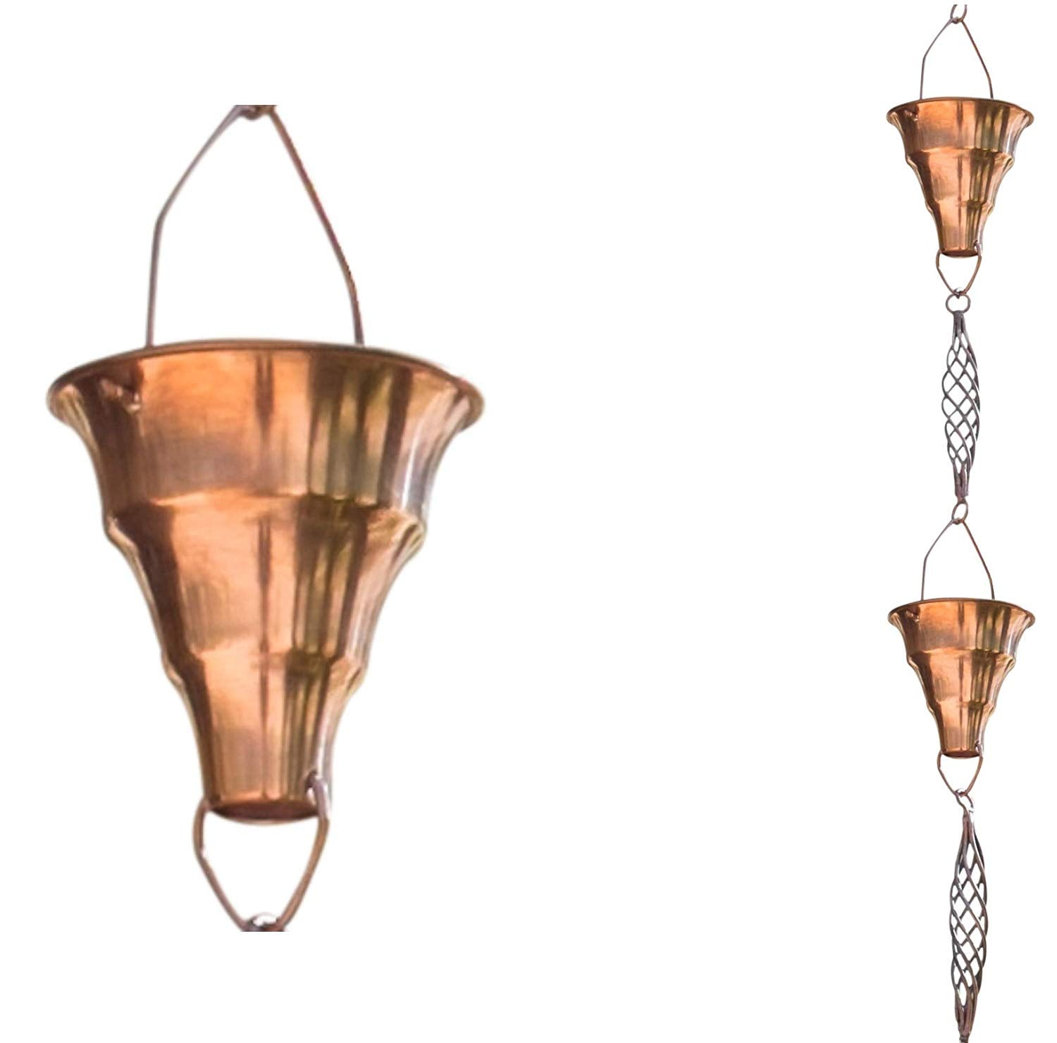 8-1//2 Polished Copper Good Directions 494P-8 6 Cup Tulip Rain Chain