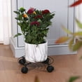 thumbnail image 6 of topjuju 4 Packs Large Metal Plant Caddies, 10.6'' Rolling Plant Stands Heavy-duty Wrought Iron Plant Roller, Plant Saucer on Wheels Indoor Outdoor Plant, 6 of 7