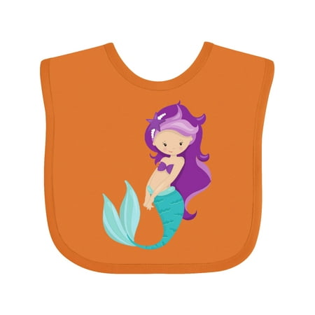 

Inktastic Cute Mermaid Little Mermaid Purple Hair Star Gift Baby Girl Bib