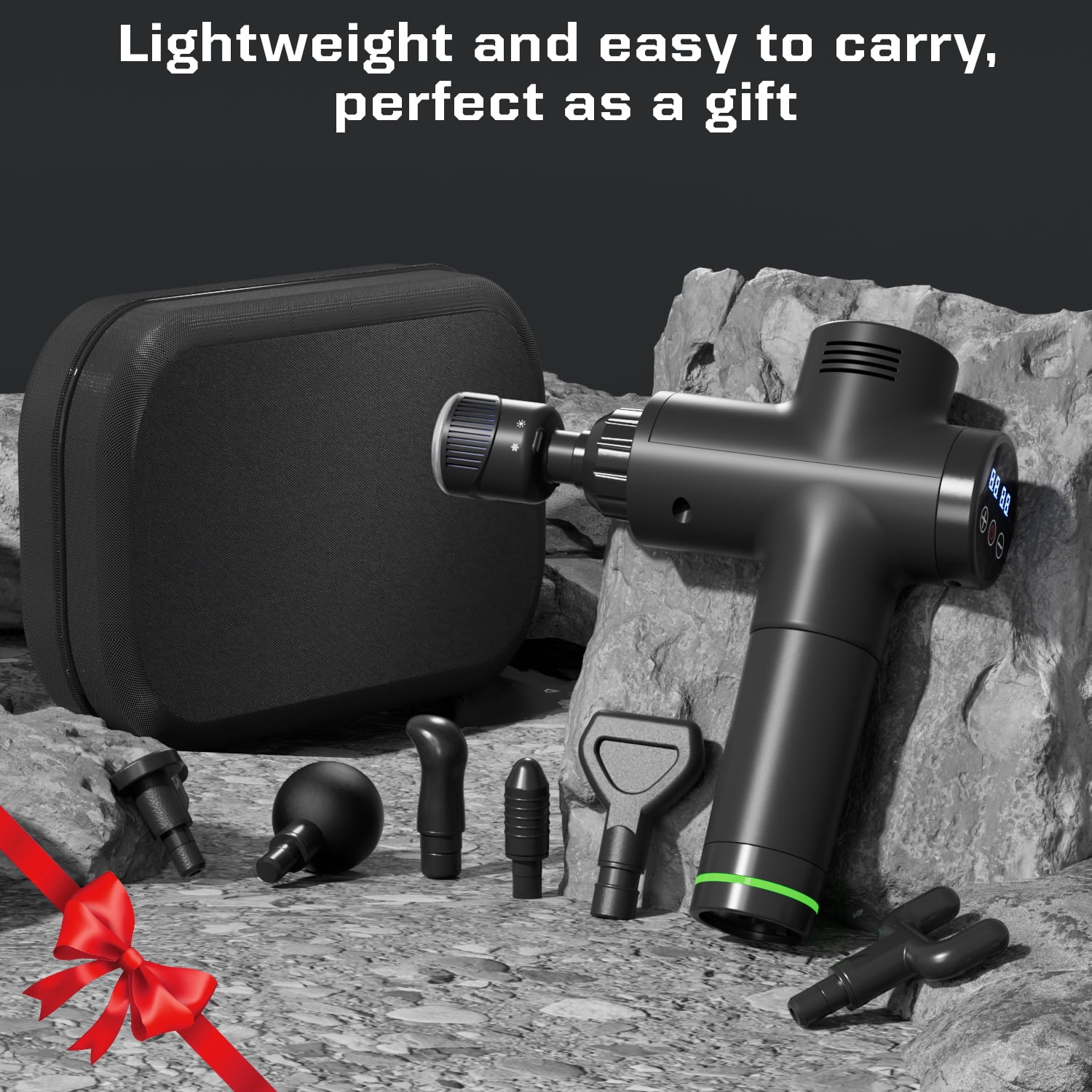 Cshidworld Massage Gun with Heat and Cold Head, Deep Tissue Muscle Massager with 7 Replacements, Heated Professional Electric Back Massager for Athletes, Handheld Massager Gun with Carry Case