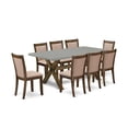 thumbnail image 2 of East West Furniture V-Style 9-Piece Wood Dining Set in Cement/Gray/Jacobean, 2 of 7