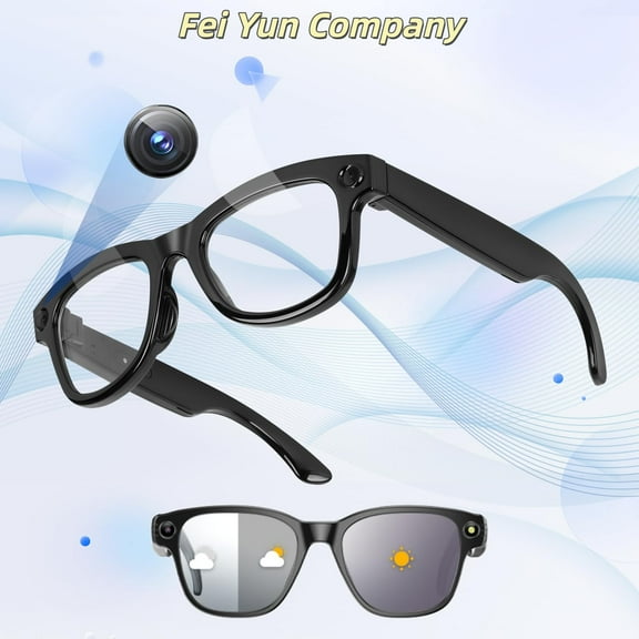 AI Smart Glasses with Chat & GPT 1080P HD Camera – Video Recording Glasses with Audio, Bluetooth Sunglasses with Camera for Men, Hands-Free Music&Calls, Outdoor Sports Travel