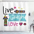 thumbnail image 1 of Ambesonne Live Laugh Love Shower Curtain, Kisses Hearts, 69"Wx75"L, Multicolor, 1 of 3