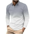 thumbnail image 2 of Fnnxeal Mens Polo Shirts Fall Winter Casual Long Sleeve Collared Button Gray Lightweight Polos Shirts for Men Size 2XL, 2 of 5