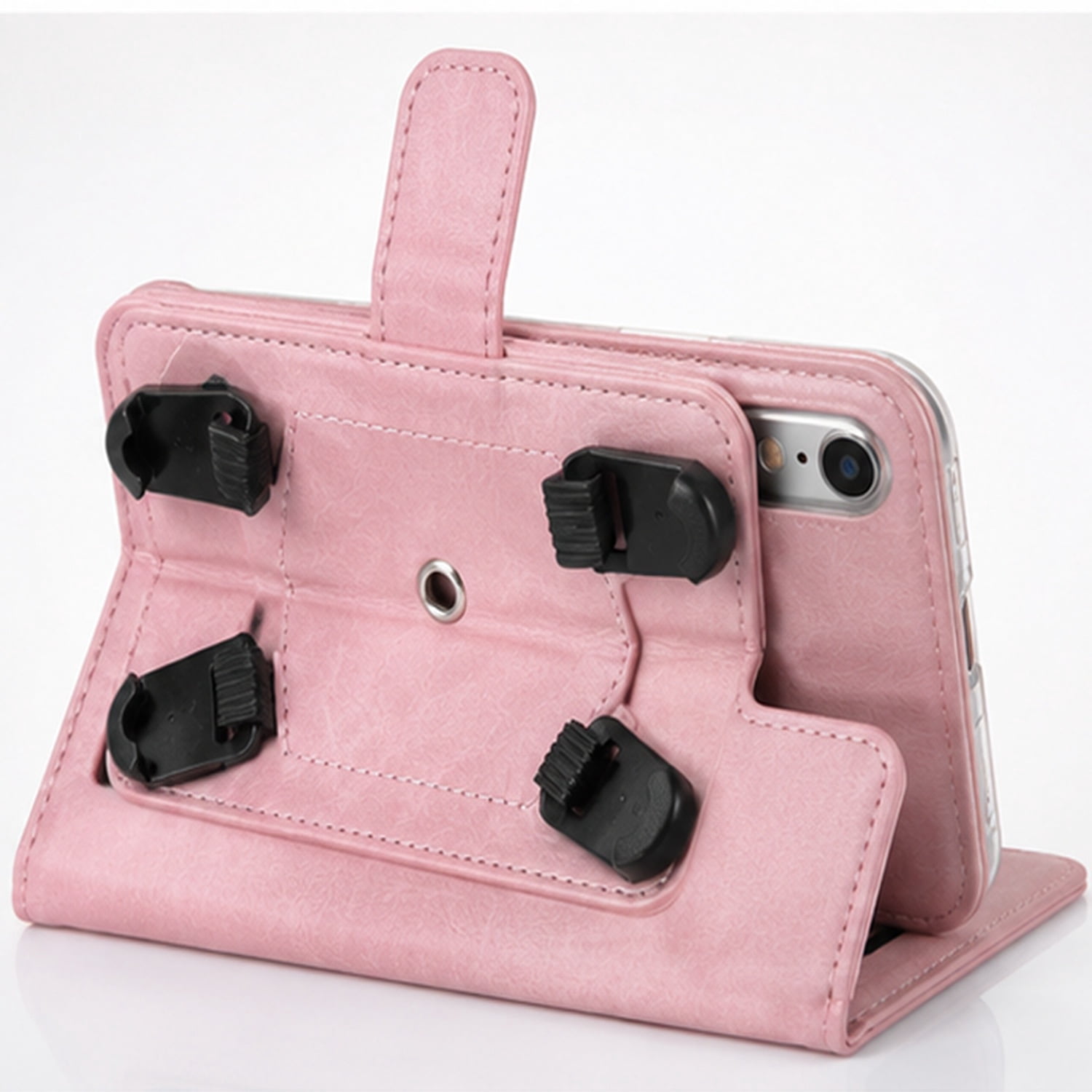 YUW-Small (4.5"-4.8") Universal Wallet Case with 360° Rotating Stand Holder - Pink