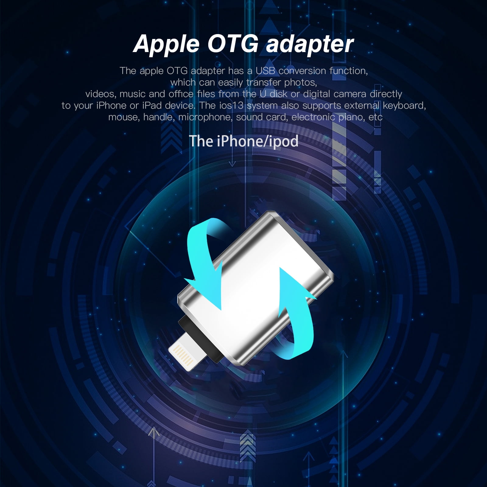 Lightning Male to USB Female Adapter for iPhone 14 13 12 11 Pro Max for Apple MFi Certified OTG Cable Transfer Digital Camera Flash Drive Card Reader Cord Keyboard Hub Dongle for iPad Phone Adaptador