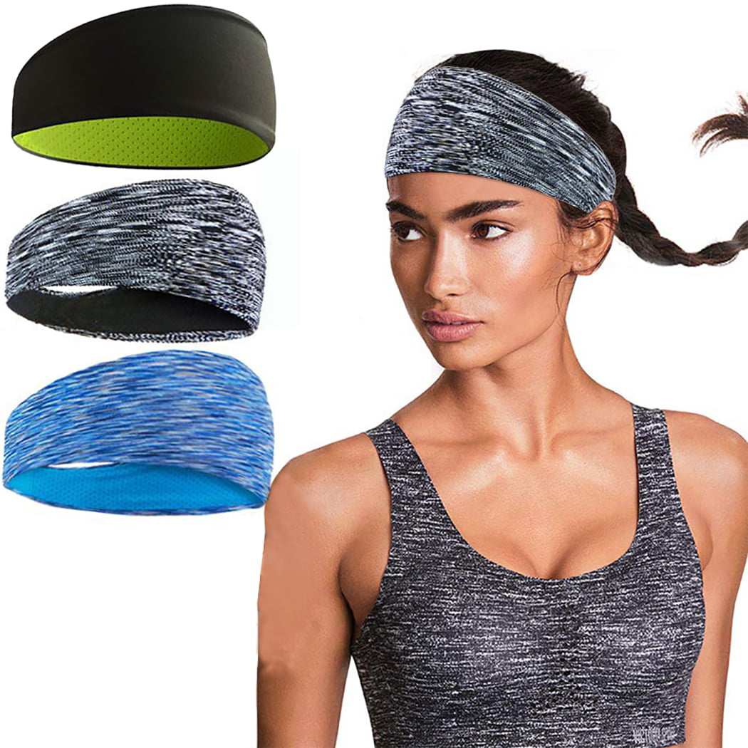 Coofit 3PCS Sports Headband Moisture-wicking Elastic Running Headband