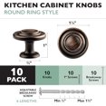 thumbnail image 3 of LAICAIW Oil Rubbed Bronze Kitchen Cabinet Knobs-Round Ringed Drawer Handles-10 Pack of Kitchen Cabinet Hardware, 3 of 5