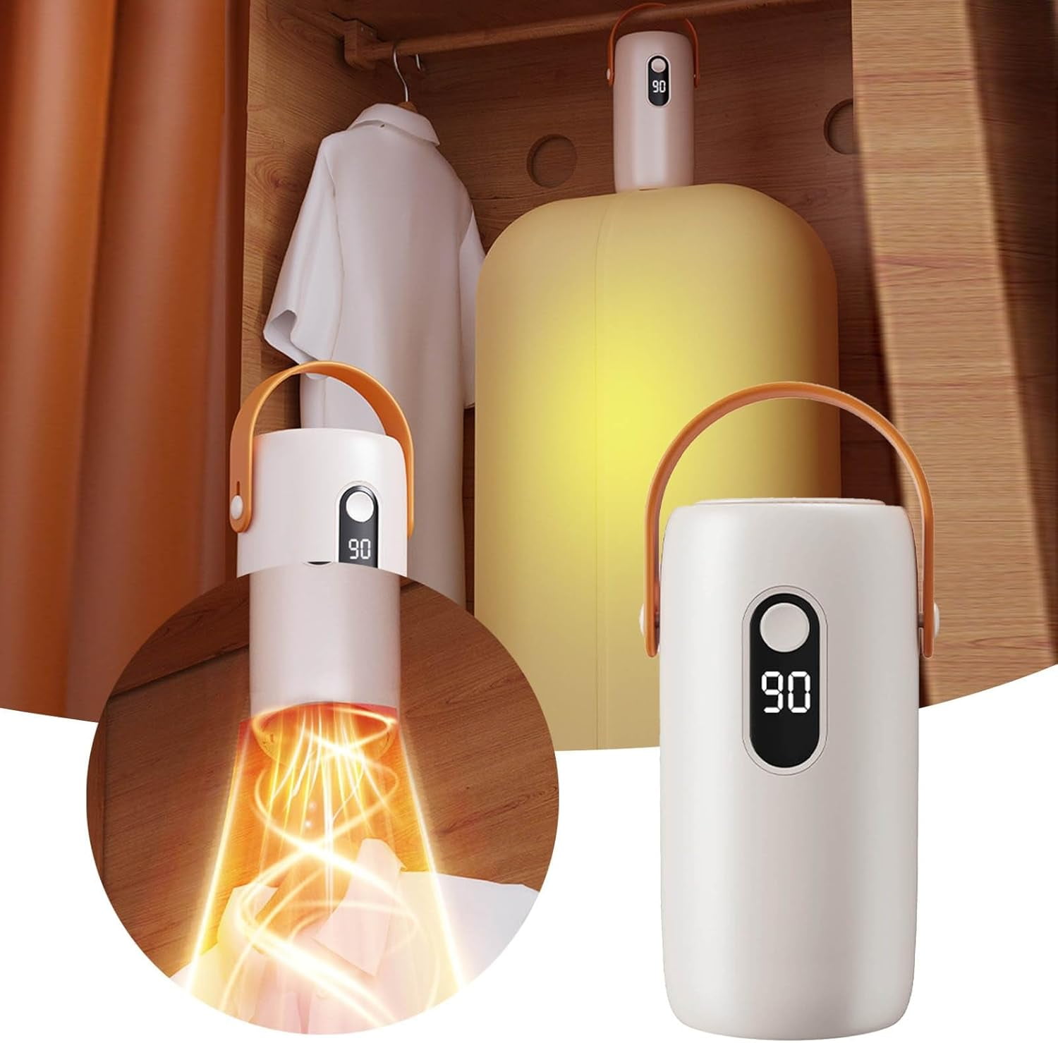 Portable Hanging Clothes Dryer, Mini Foldable Fast-Drying Machine with Dry Bag & Hook, Quiet Compact Dryer for Travel, Home, Apartment, RV, Dorm & Hotel