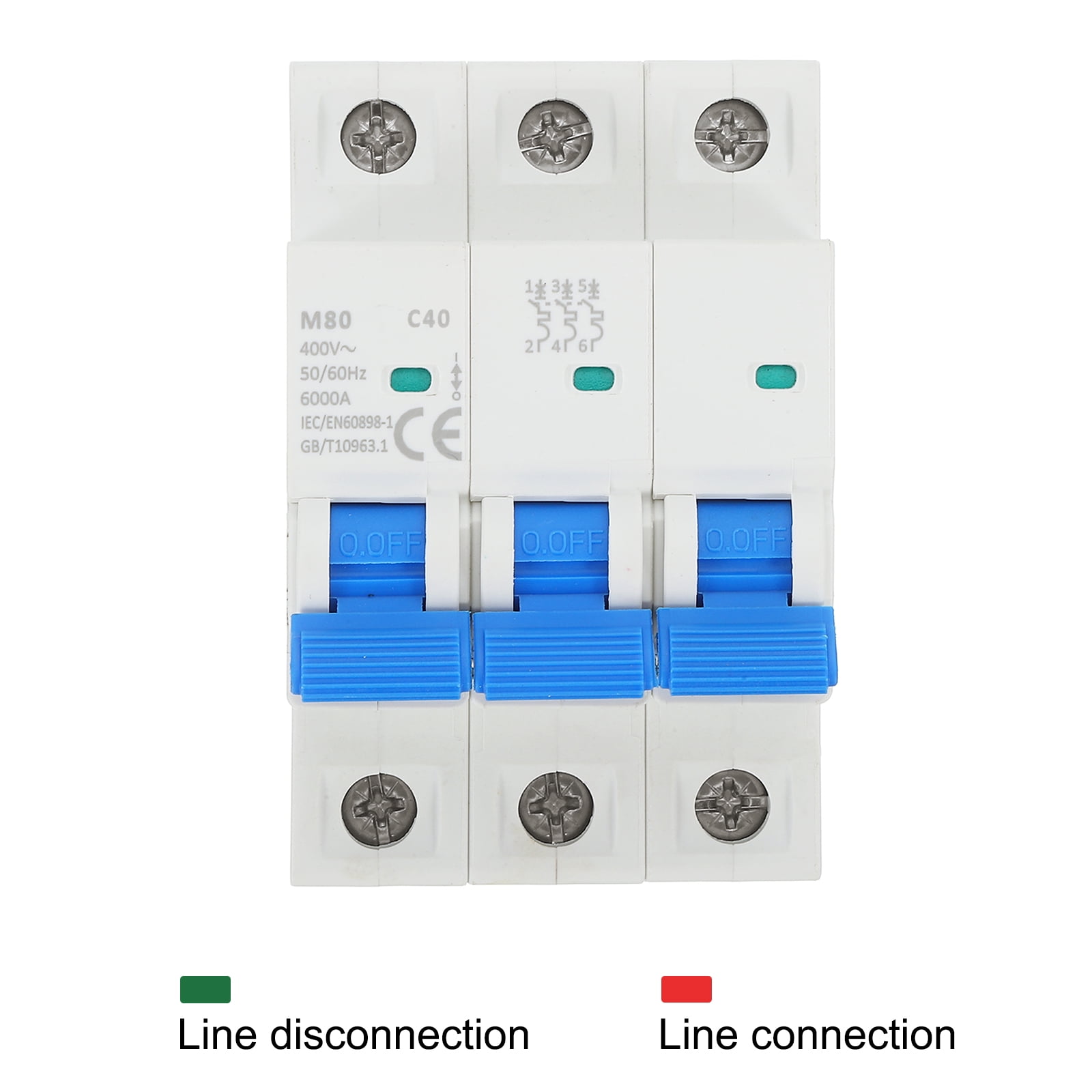 1 Pcs AC Miniature Circuit Breaker 3P 40A 400V Isolator M80AC DIN Rail Mount Disconnect Switch Circuit Breaker Protection Thermal Magnetic Trip