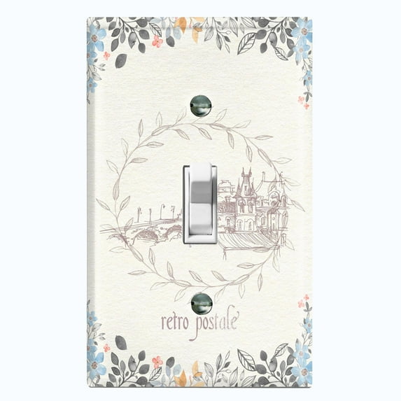 Metal Light Switch Plate Cover Vintage Retro Postal Floral Card FLW123