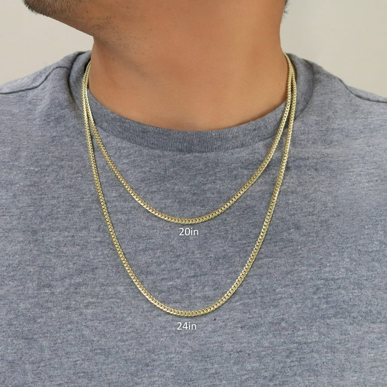 Nuragold 14k Real Yellow Gold Solid Miami Cuban Link Chain