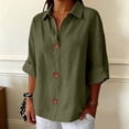 thumbnail image 2 of CUSTG Women Blouses Solid Color Relaxed Button Up Tops For With Casual Breathable Everyday Wear Lightweight Comfort Half Sleeve Lapel Fashionable Ladies Summer Shirts, 2 of 4